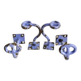 Set of painted cast iron industrial coat hooks