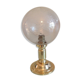 Brass bedside lamp and bubbled glass globe / vintage 60s-70s