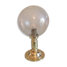 Lampe de chevet en laiton et globe en verre bullé vintage années 60-70