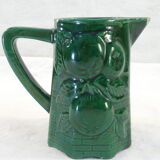 Pitcher vintage green slurry in faience of st clement with fruit