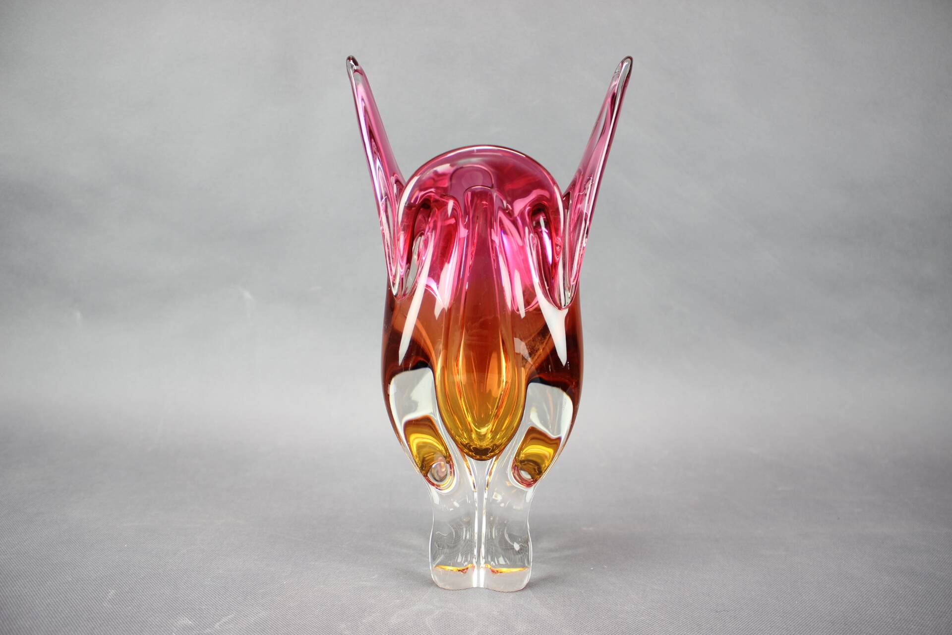 Art glass vase in pink and amber by Josef Hospodka, 1960s