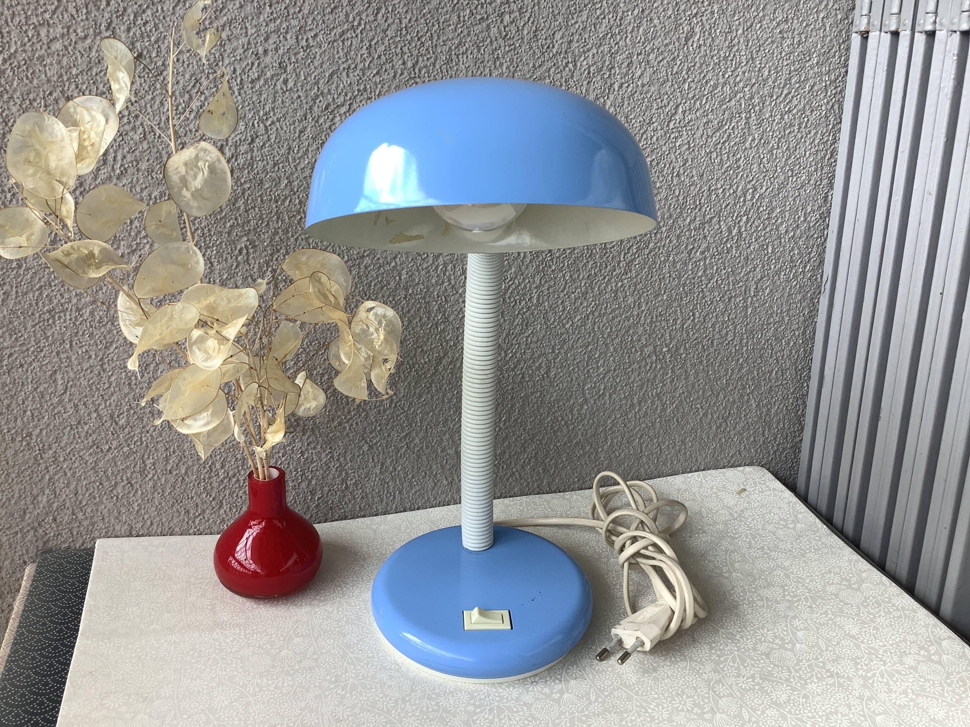 Bauhaus style sky blue space age design lamp