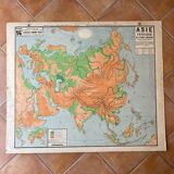 Carte scolaire ancienne N°14/14bis Asie physique Vidal-Lablache - Armand Colin