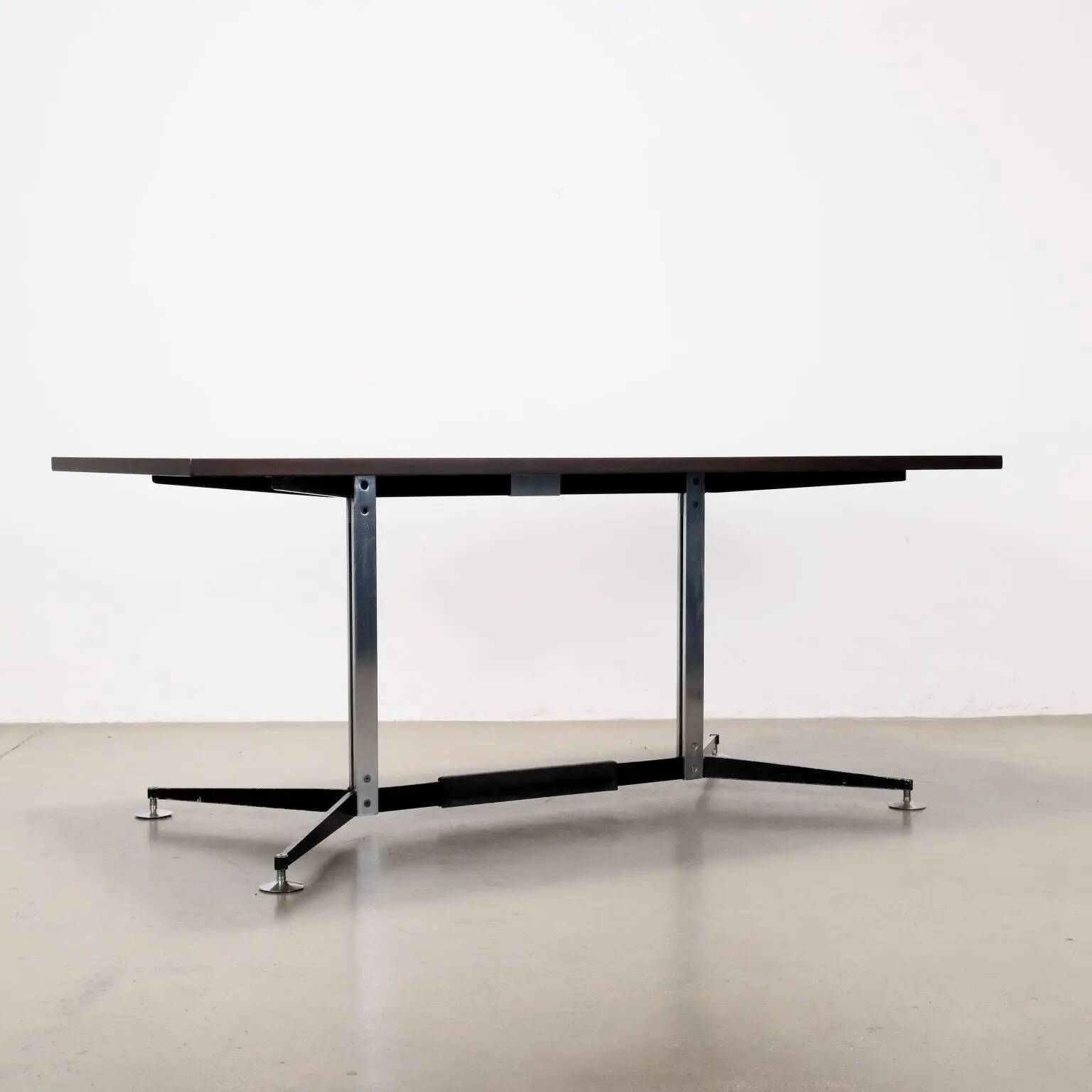 Vintage collection table Prisma, various essences, Italy, 1960s.