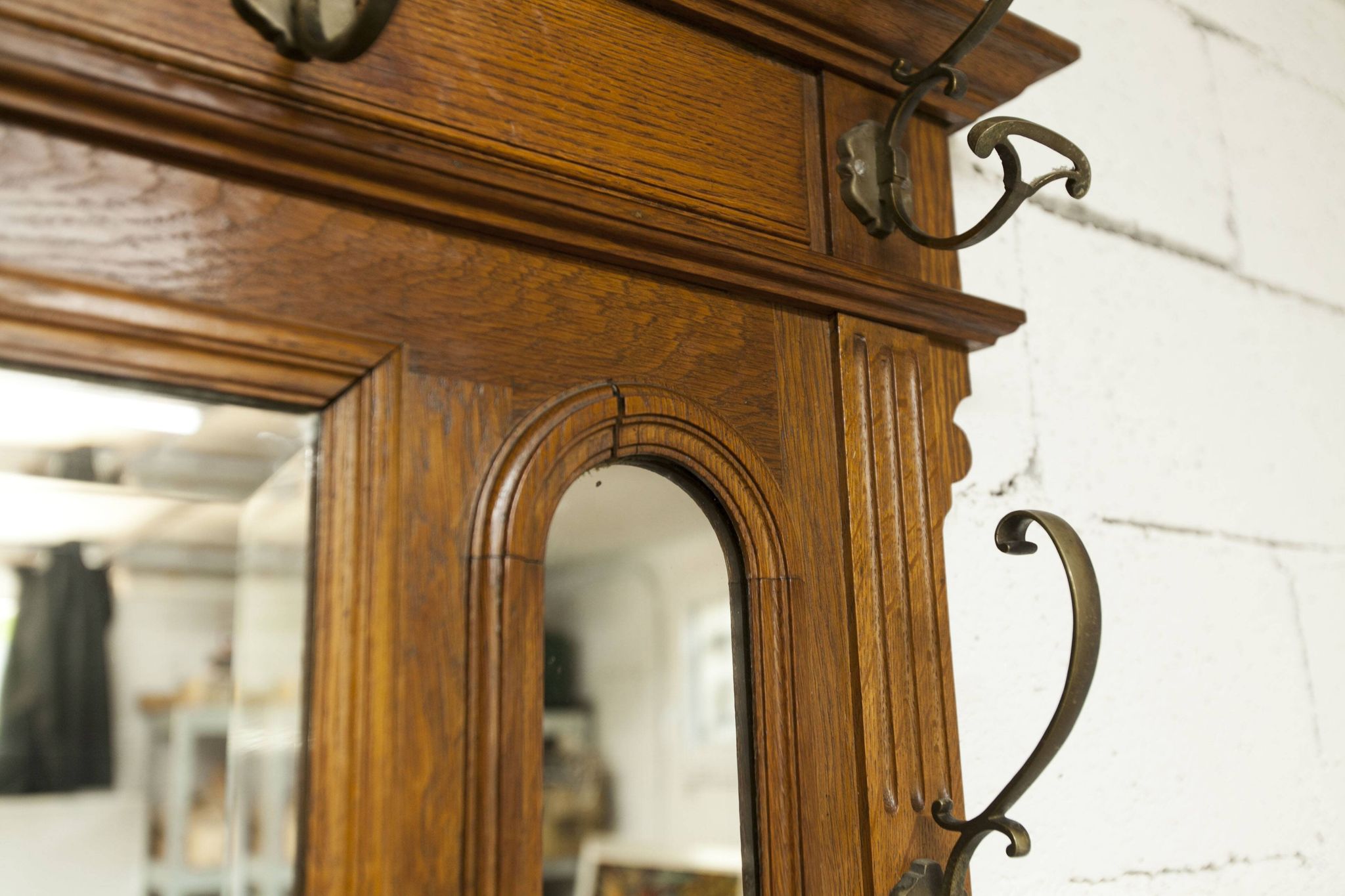 Napoleon III style walnut wardrobe, late 19th century, 3 mirrors, marble top, 8 coat hooks