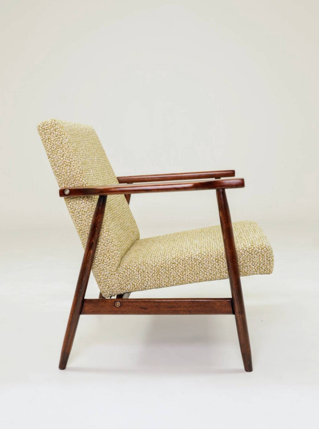 Fauteuil vintage vert en tissu à motifs modernes du milieu du siècle, années 1970, Pologne