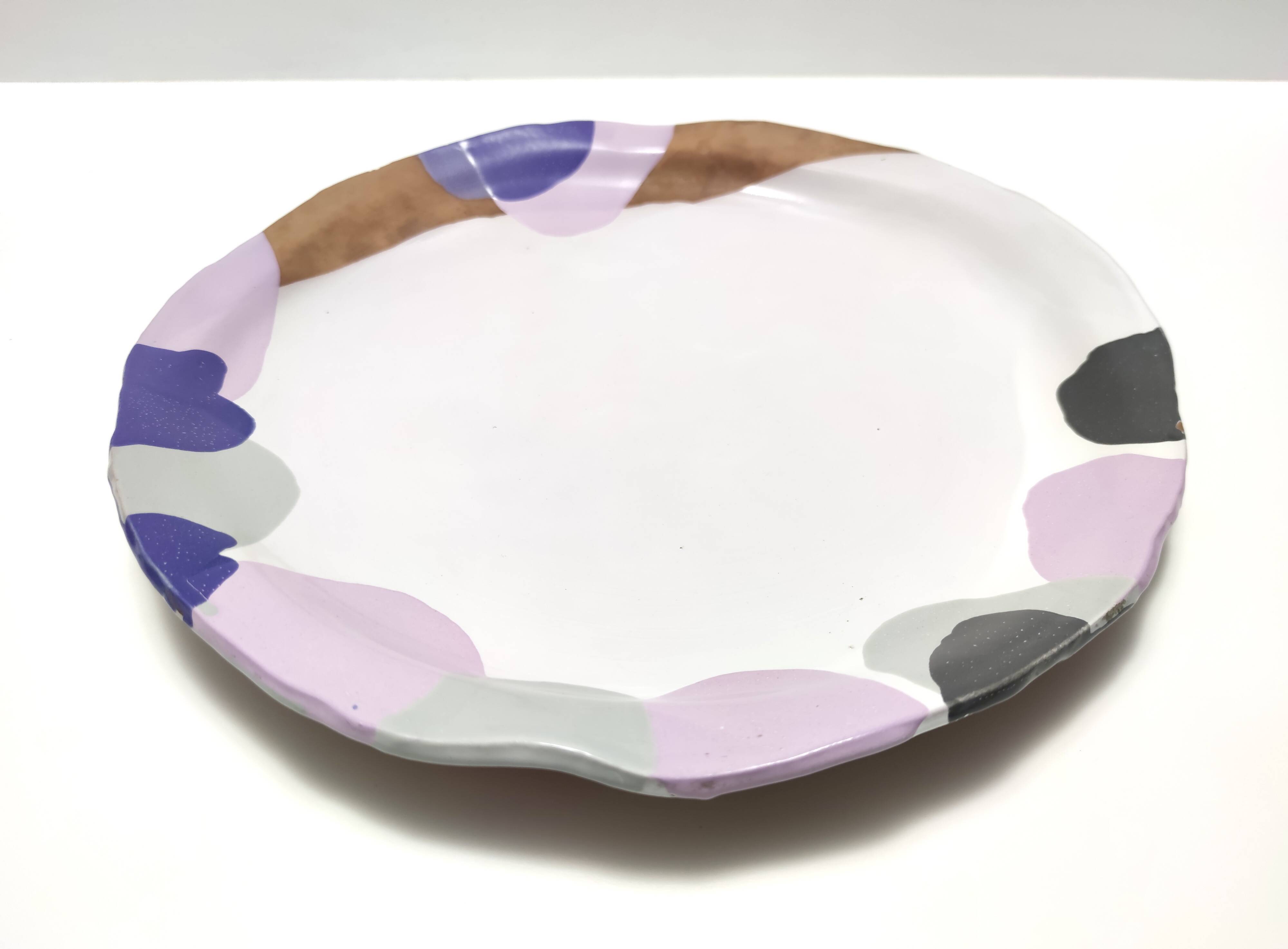 Large Earthenware Vide-Poche / Decorative Plate by Pino Castagna, Italy