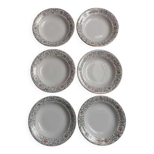 6 Assiettes Villeroy et Bloch beiges et dorées