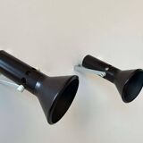 Pair of vintage adjustable wall lights, brown metal, France 1970