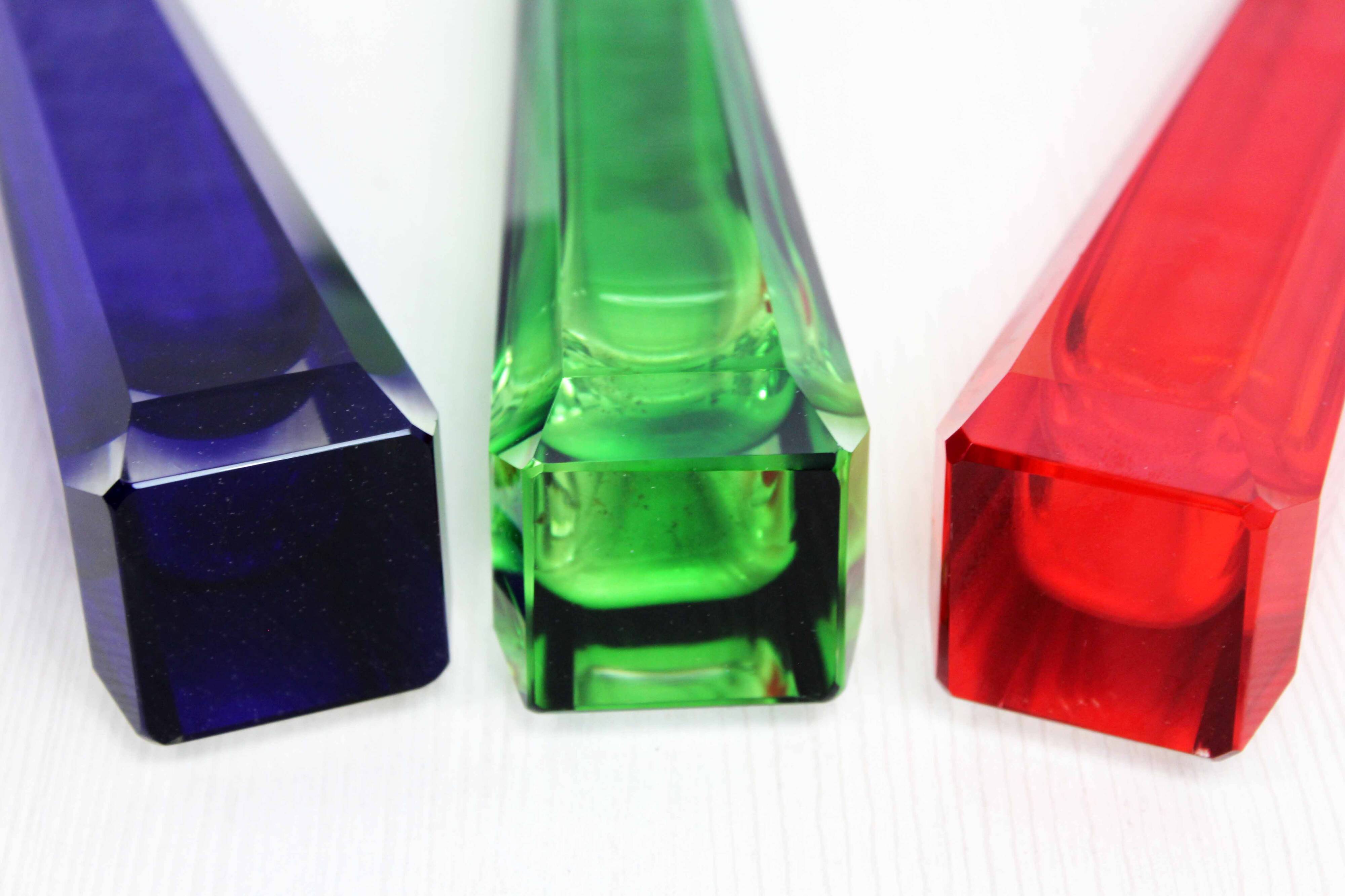 Set of 3 VEB glass vases