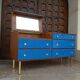 Teak and suede chest of drawers/dressing table, 1950