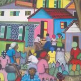 Painted canvas signed Maccène Laurent-Haiti 1998