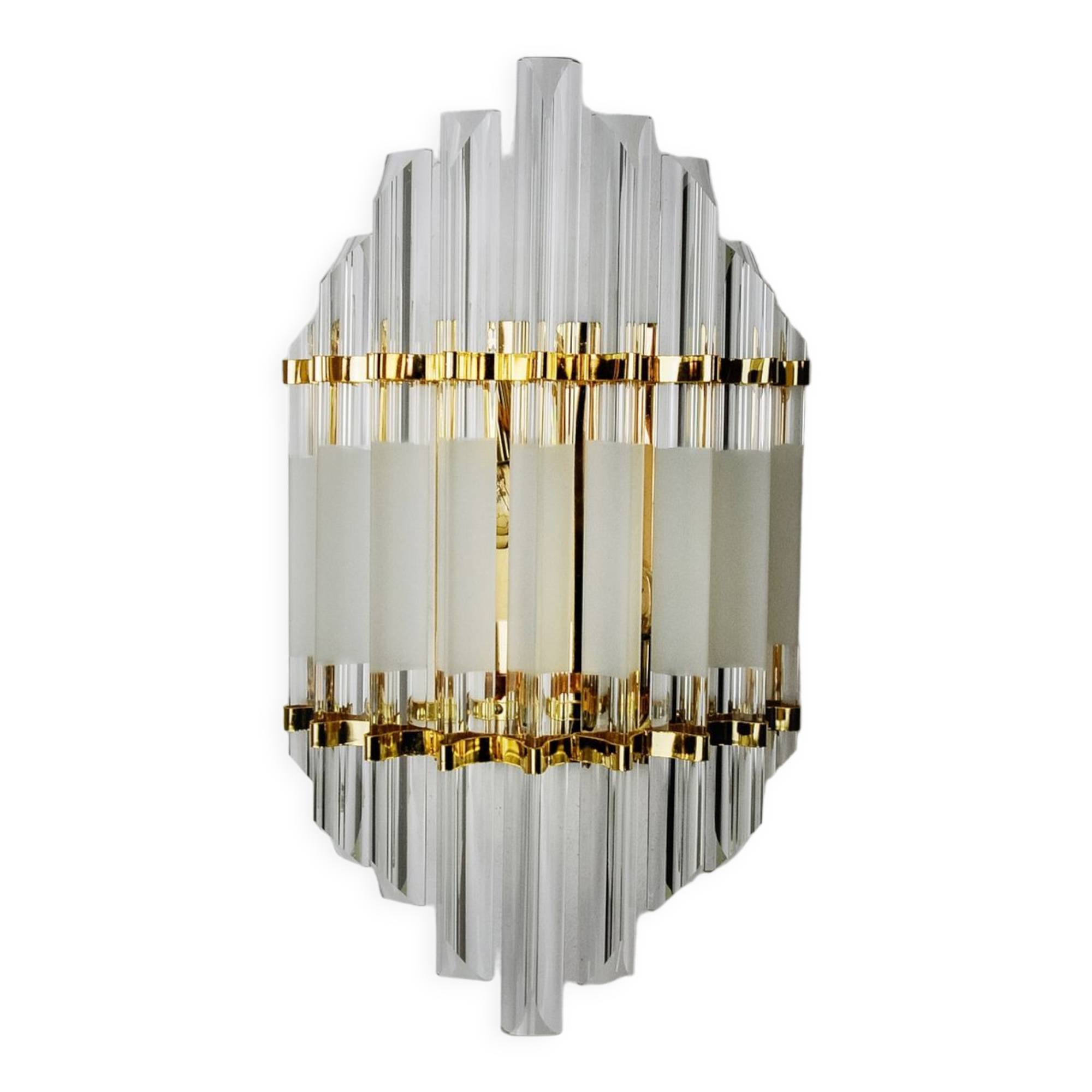 Venini wall lamp, murano triedri glass, italy, 1970
