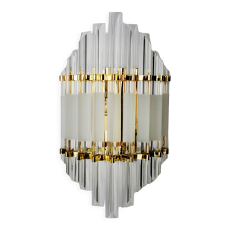 Venini wall lamp, murano triedri glass, italy, 1970