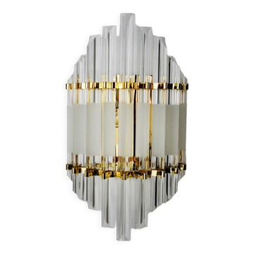 Venini wall lamp, murano triedri glass, italy, 1970