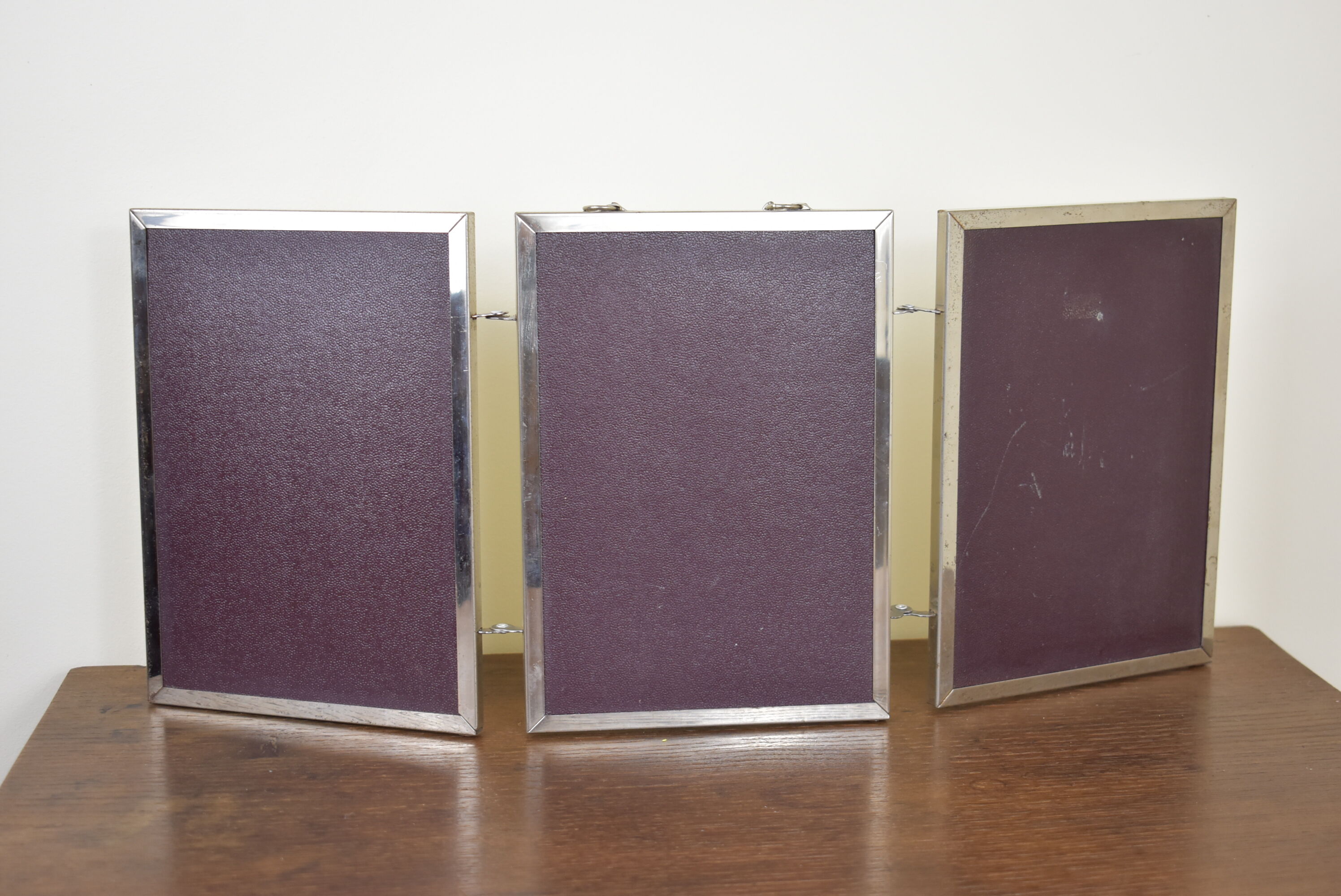 chrome vintage triptych mirror 46x19cm