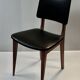 chaise bois et skai noir années 60