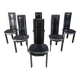 Vintage high back italian leather dining chairs, 1980s