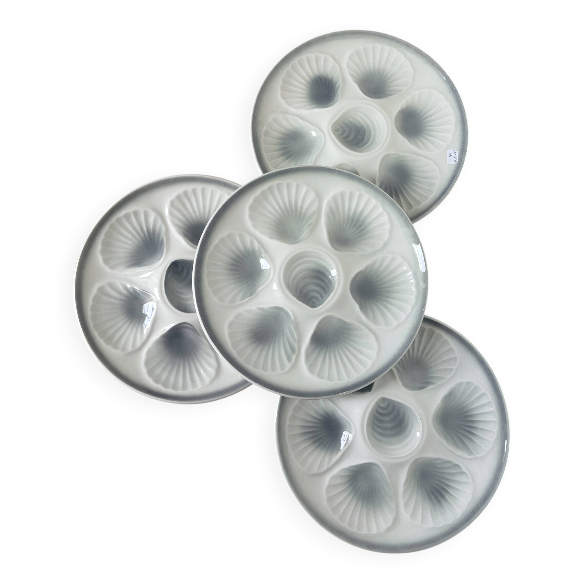 4 vintage oyster plates Moulin des Loups in porcelain 2106172