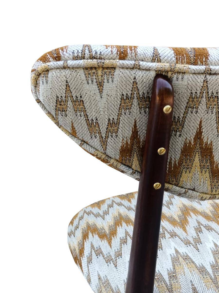 'Heart' Chair Mid-Century Modern, Yellow Velvet Gaston Daniela Jacquard, Dark Wood, Europe 1960s
