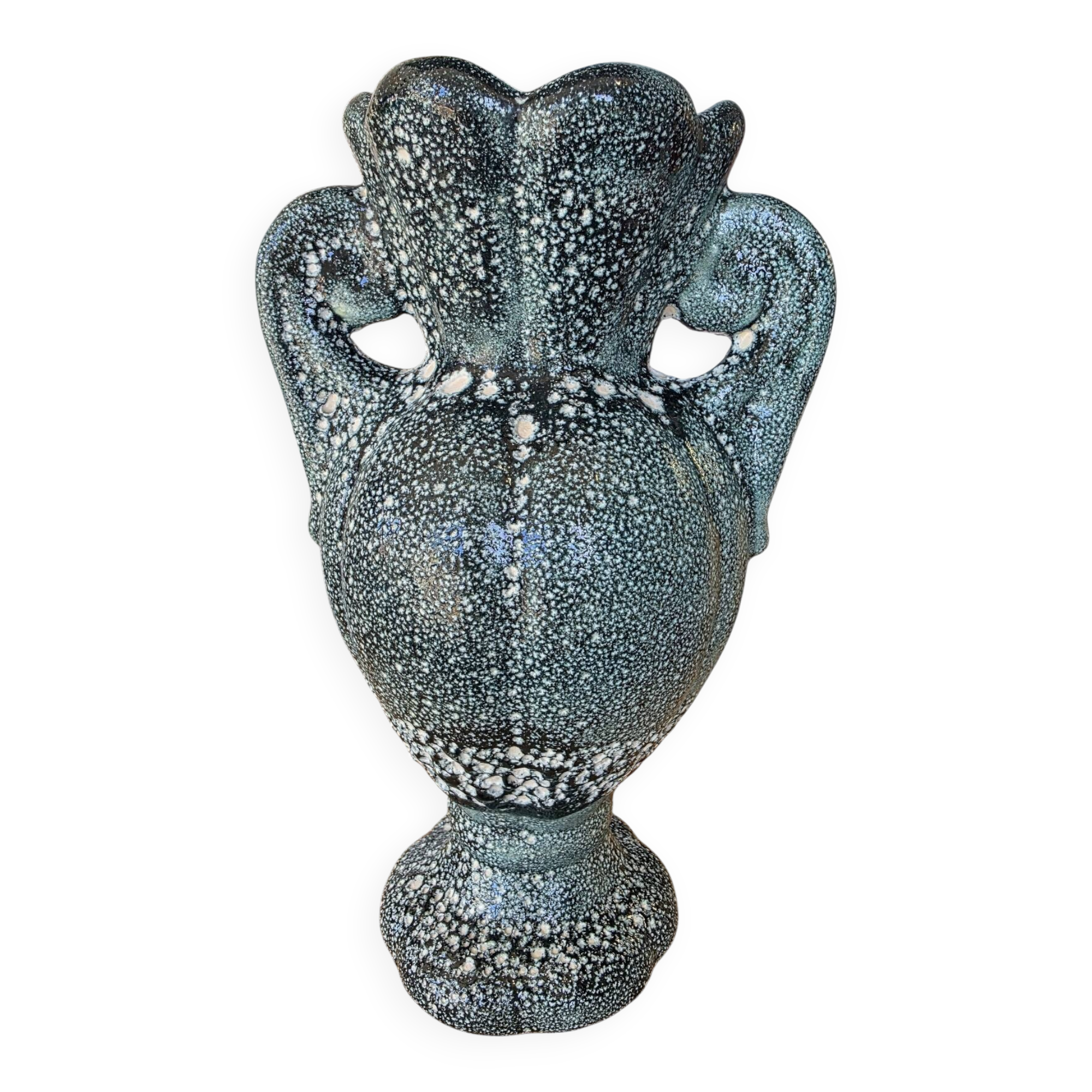 Large Amphora Vase Vallauris Vintage – Foam Glaze / Fat Lava (32 cm)