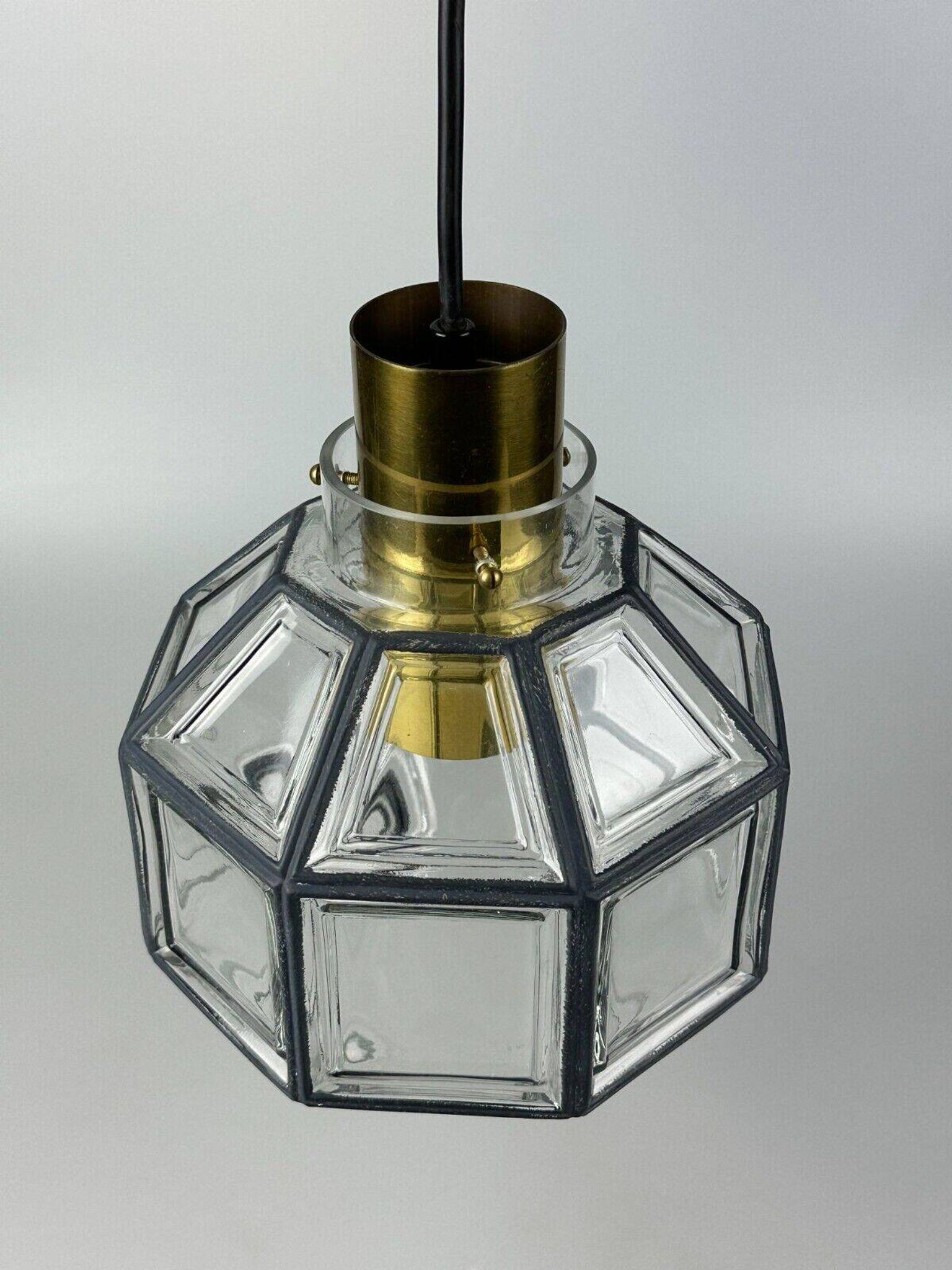 60s 70s hanging lamp by Limburg Leuchten Germany glass brass Space Age