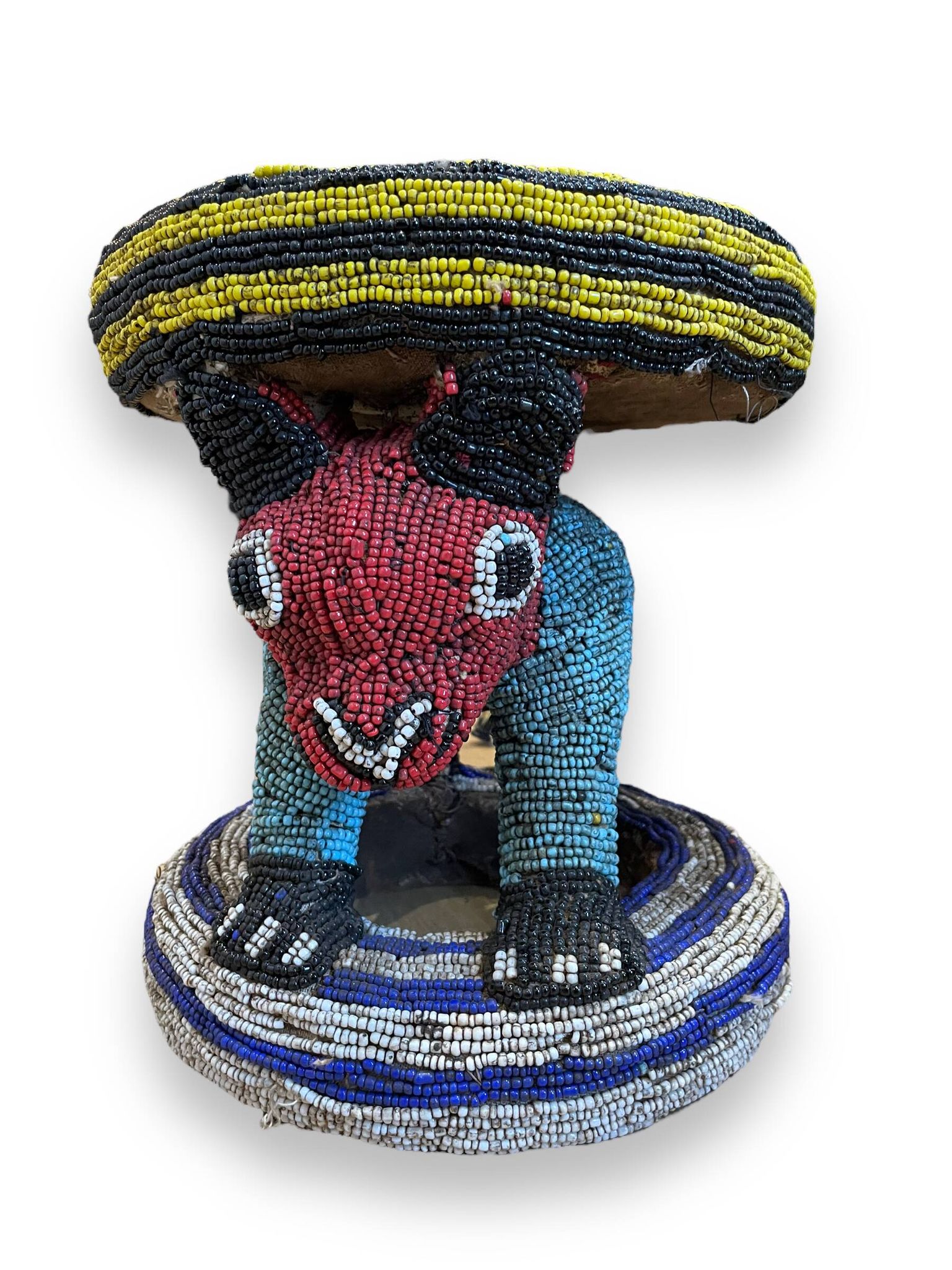 Zoomorphic beaded coffee table stool