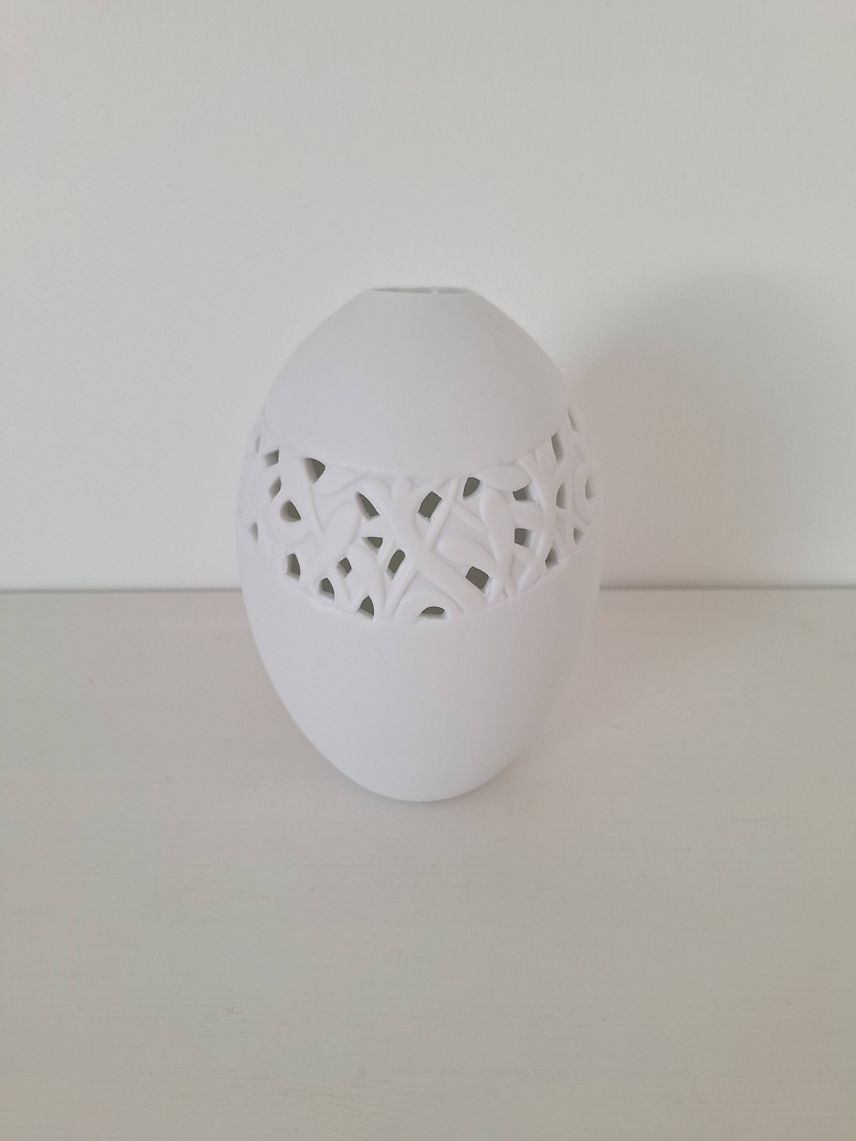 White porcelain egg vase