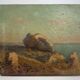 Oil on wood panel marine theme XlXth view of brittany