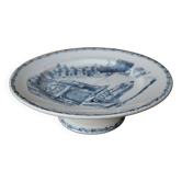 Plat compotier faïence décor bleu "Tours" Terre de Fer KetG Lunéville