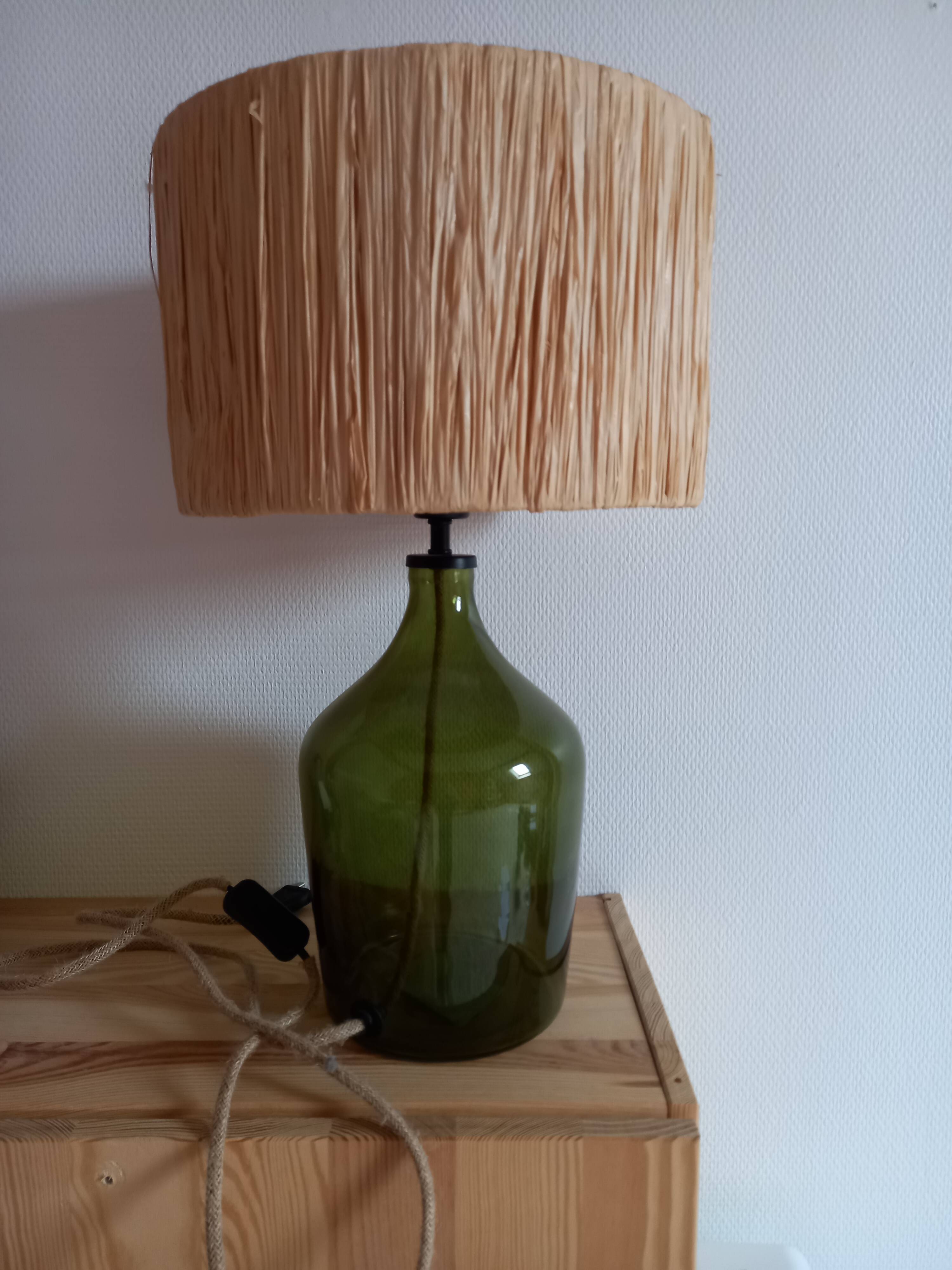 Lampe dame Jeanne / Abat jouren jute