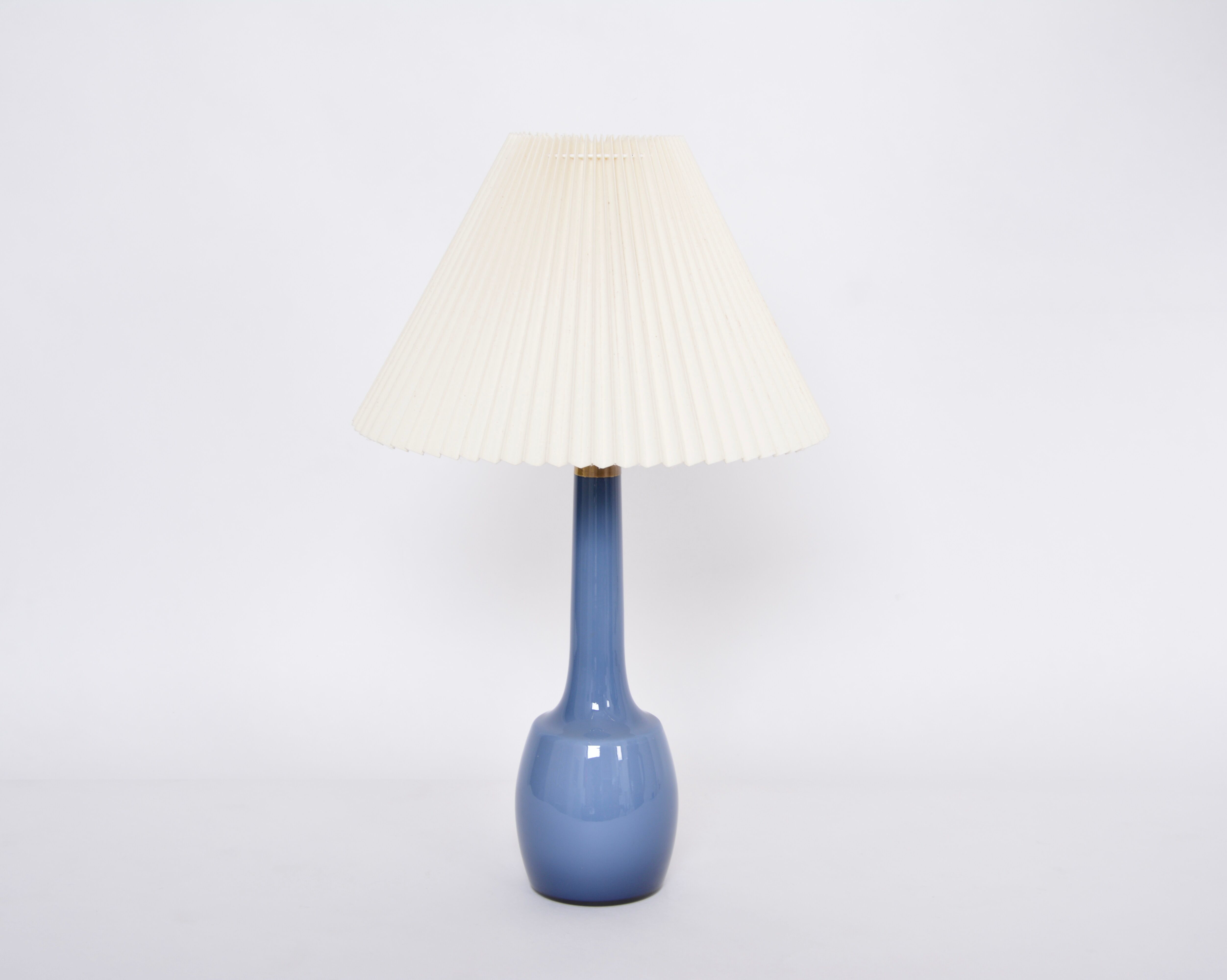 Rare blue Danish Mid-Century table lamp by Esben Klint for Holmegaard