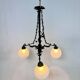 Vintage gothic brass and glass chandelier, 1970s
