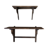 Lot of 2 wooden wall shelves