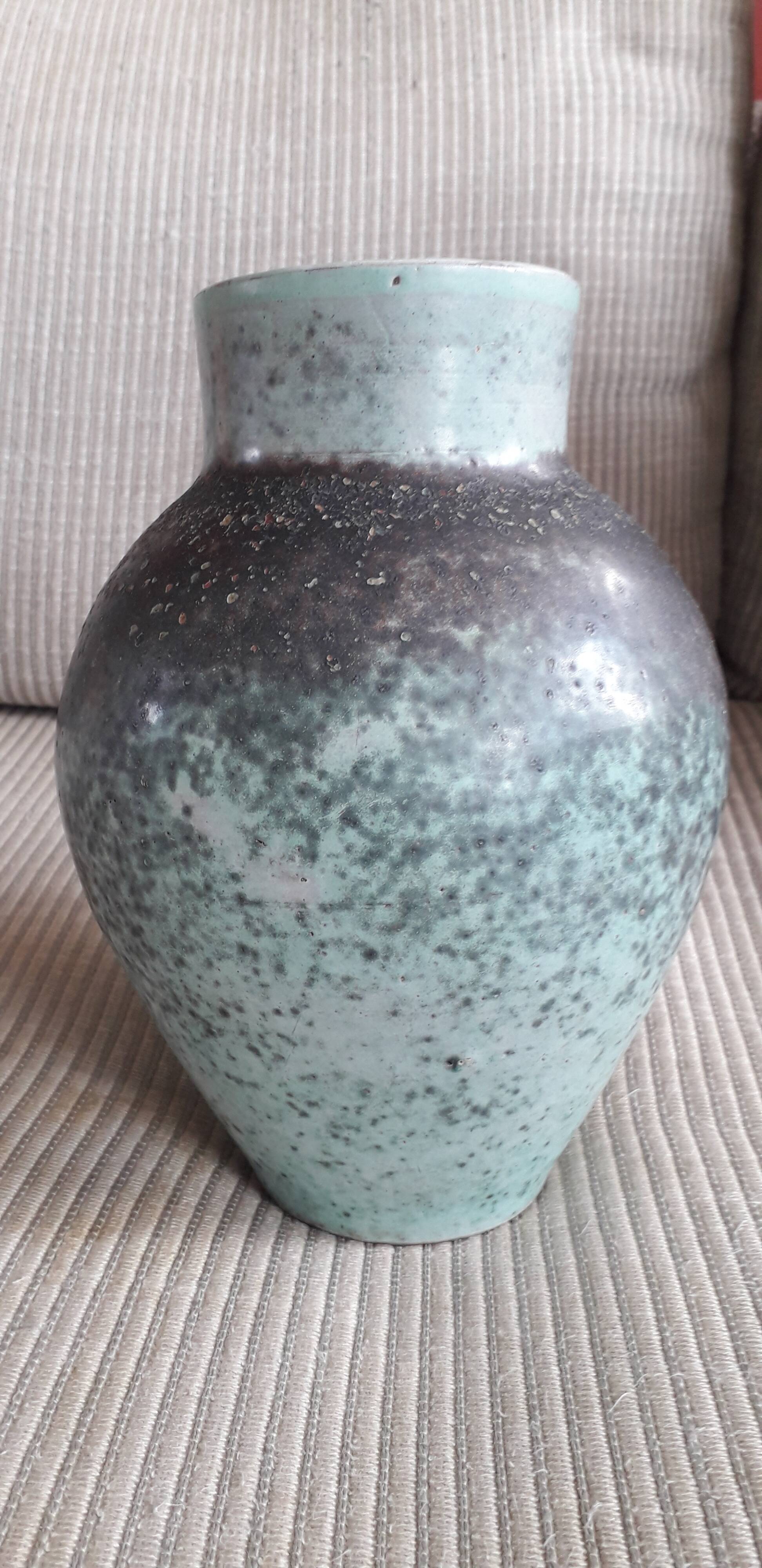 Vintage turquoise vase signed