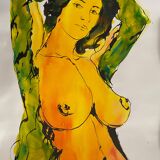 Paintings Set of 4 studies of nude of woman Ink dated 2012 signed Curiosa