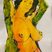 Paintings Set of 4 studies of nude of woman Ink dated 2012 signed Curiosa