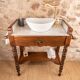 Meuble vasque ancien marbre et bois de style Louis-Philippe