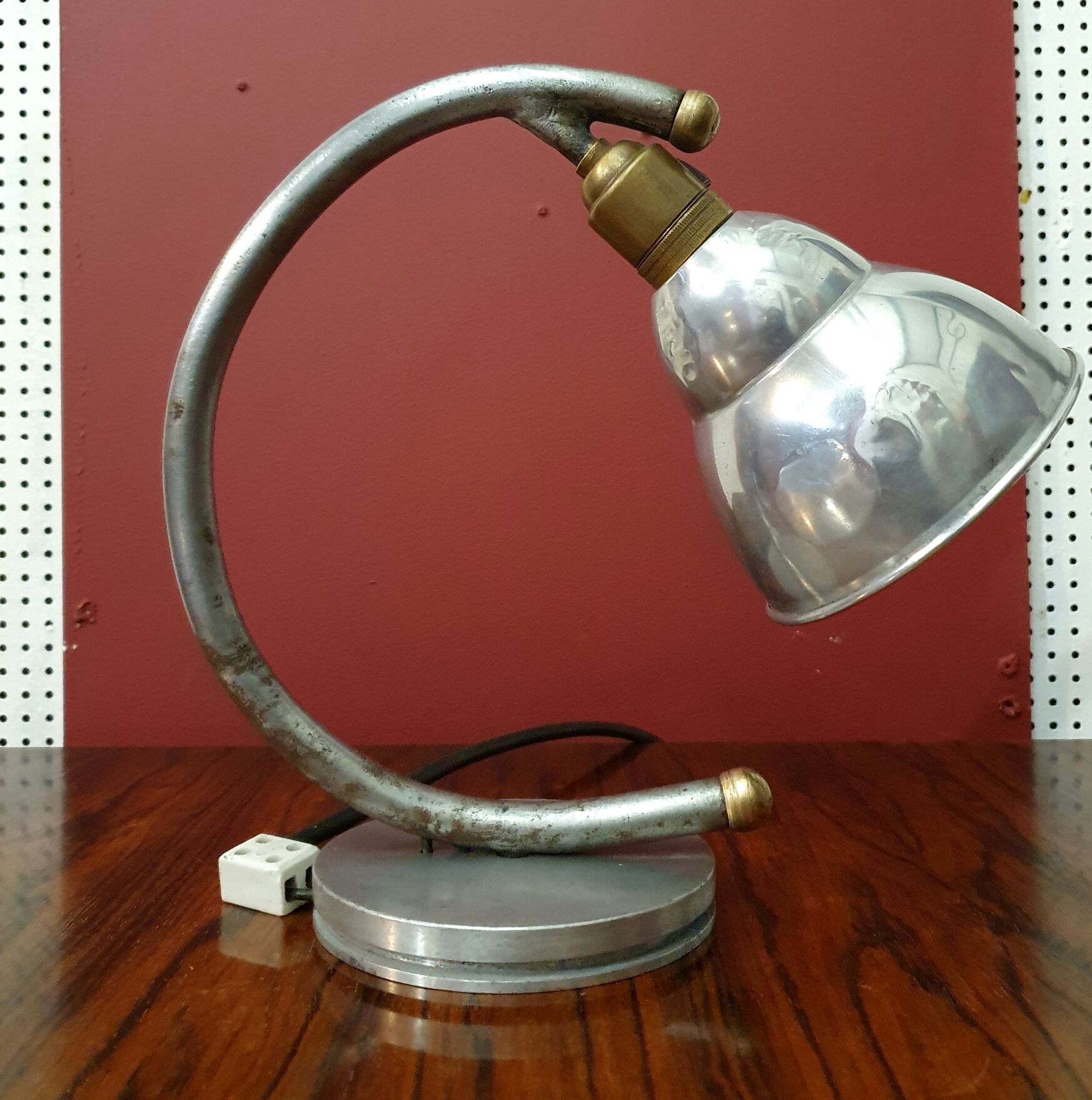 Modernist office lamp - patinated metal - ca 1950