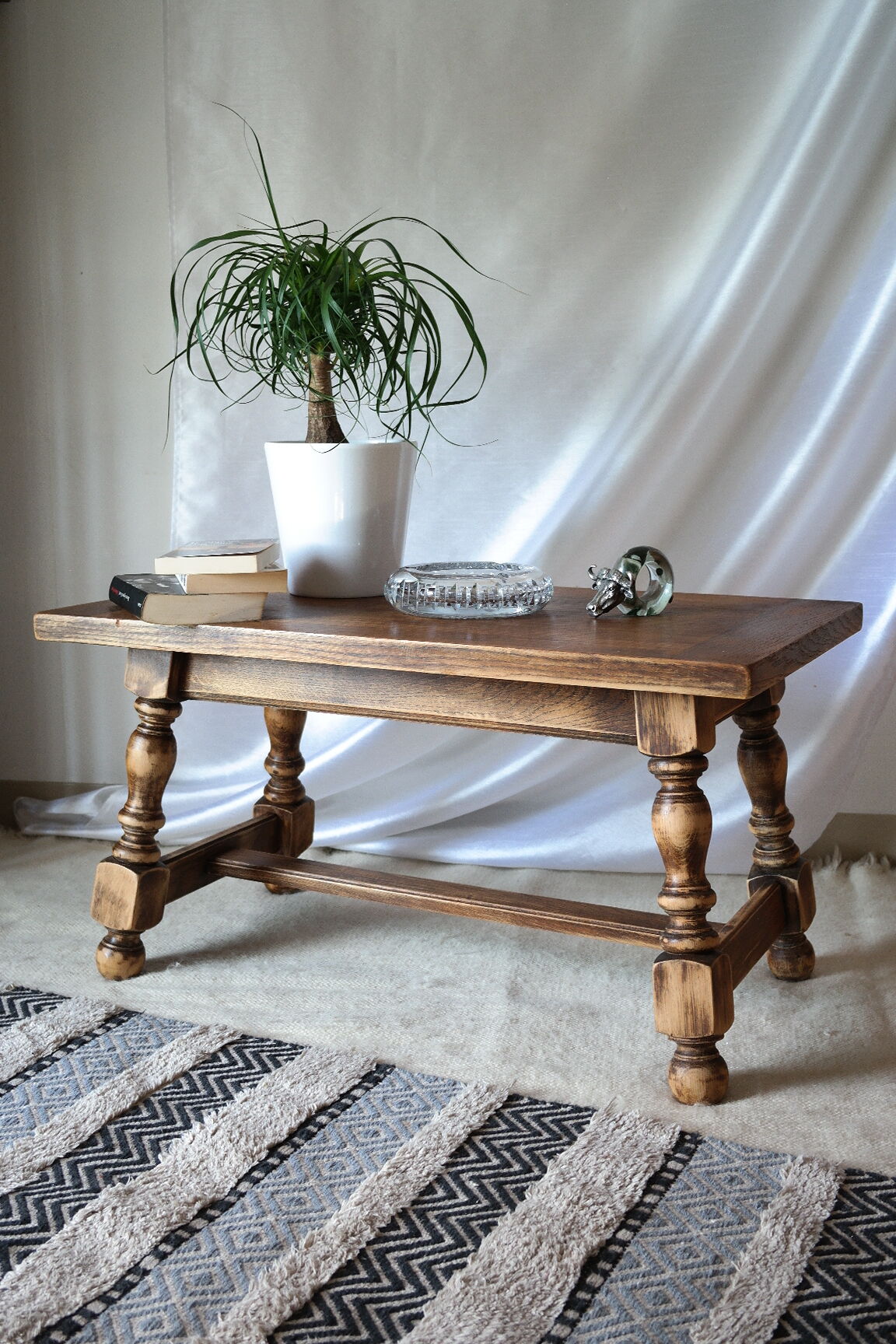 Country coffee table western vintage oak
