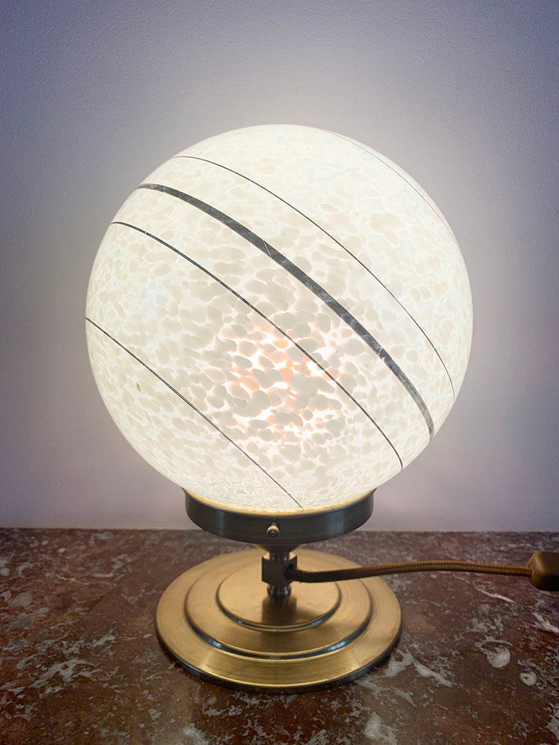 Old globe table lamp in Clichy glass