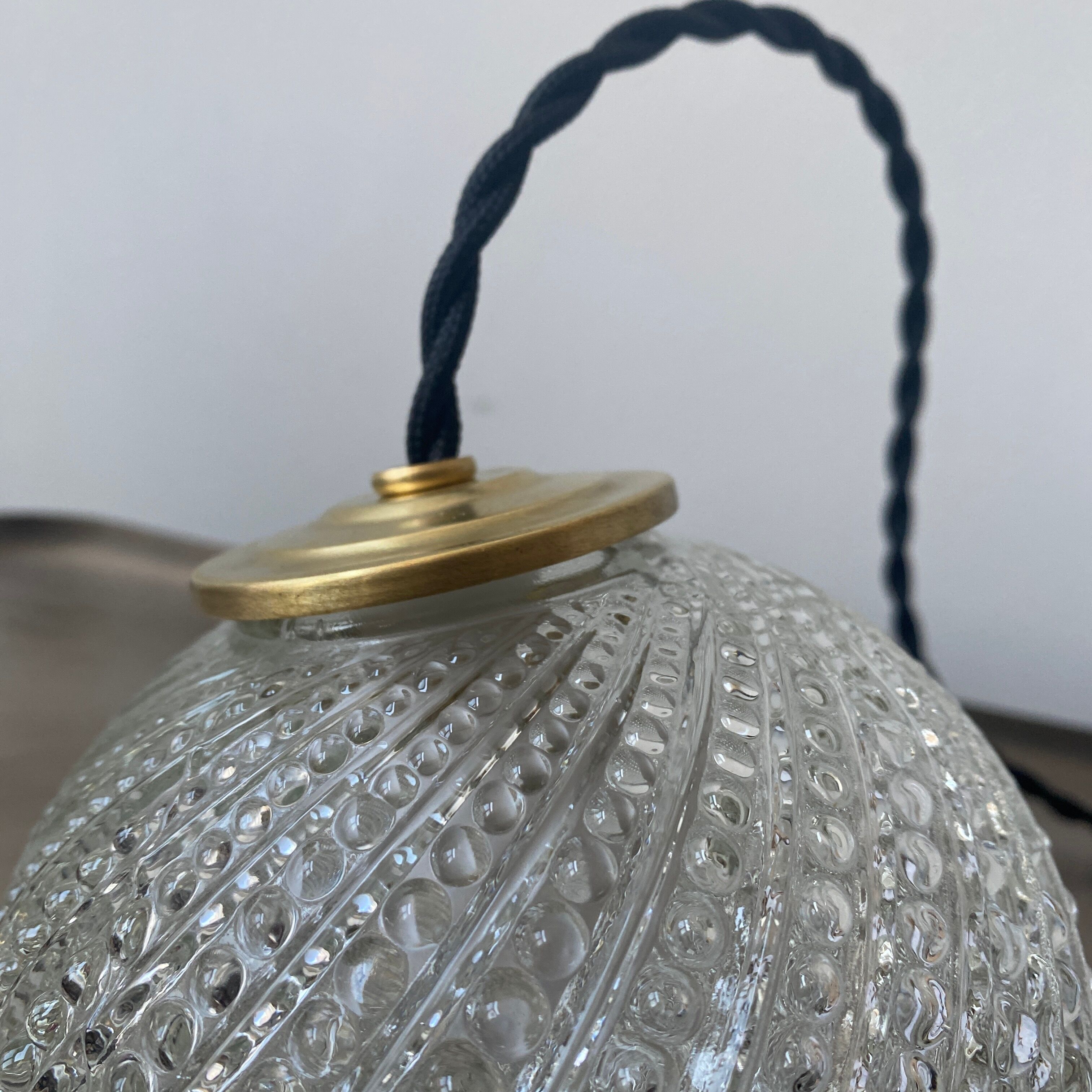 Lot 3 vintage suspension lamps in molded glass