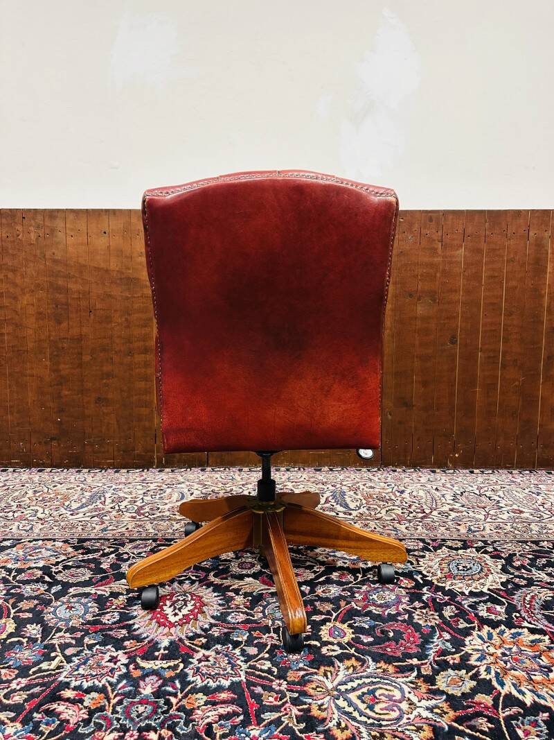 Classic English Red Chesterfield Desk Chair