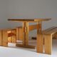 Table, bench and stools Les Arcs by Charlotte Perriand, France, 1960