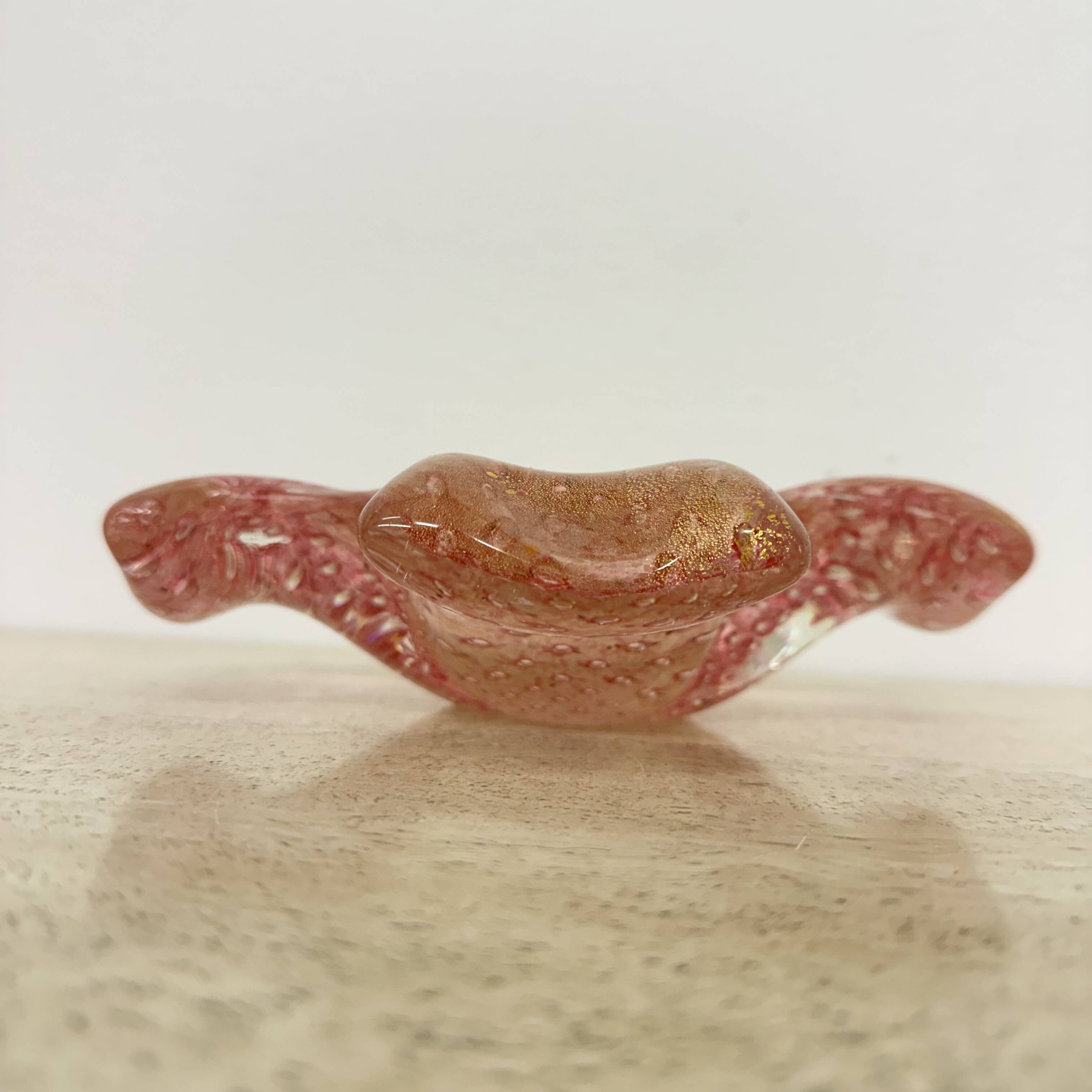 Mid century Murano glass pink bowl , 1970s