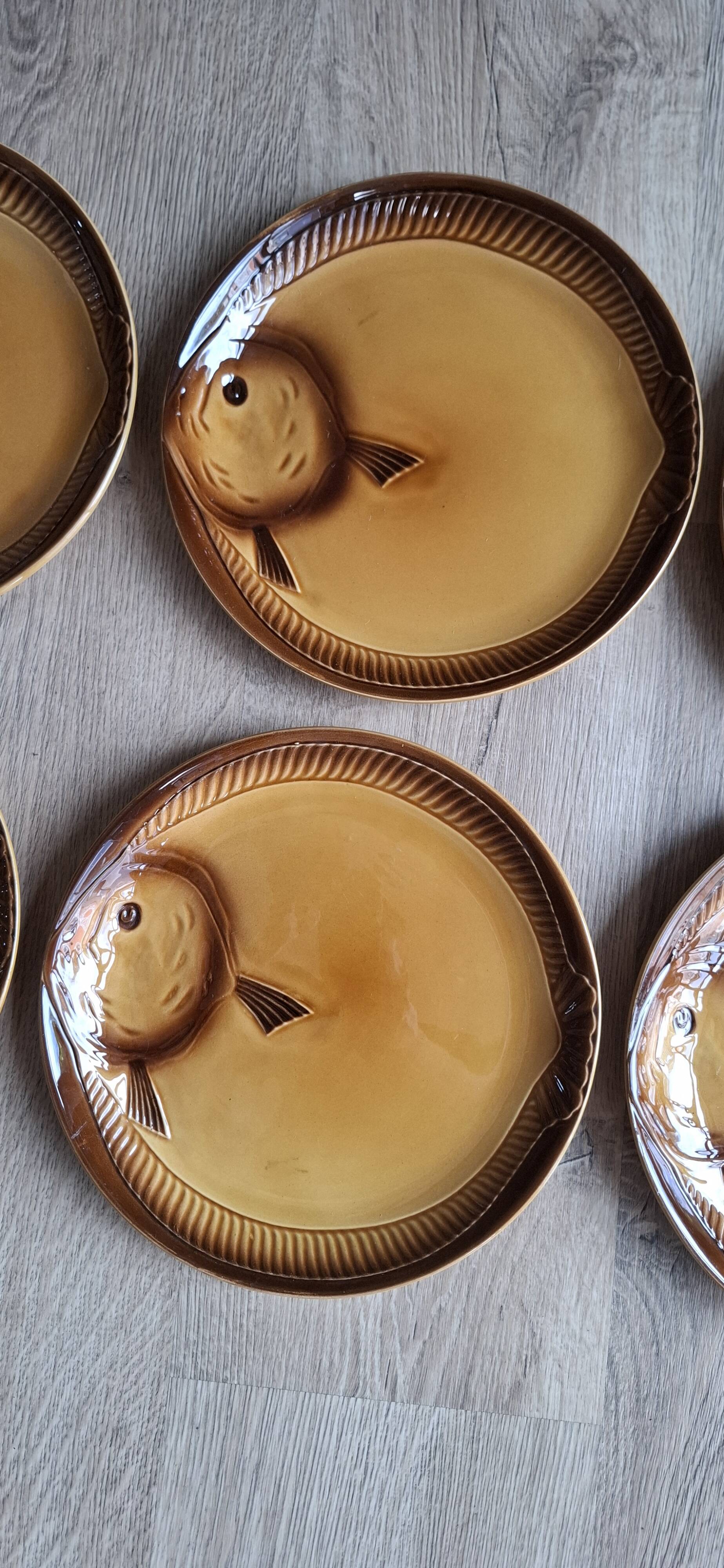 Set of 6 fish plates from Moulin des Loups