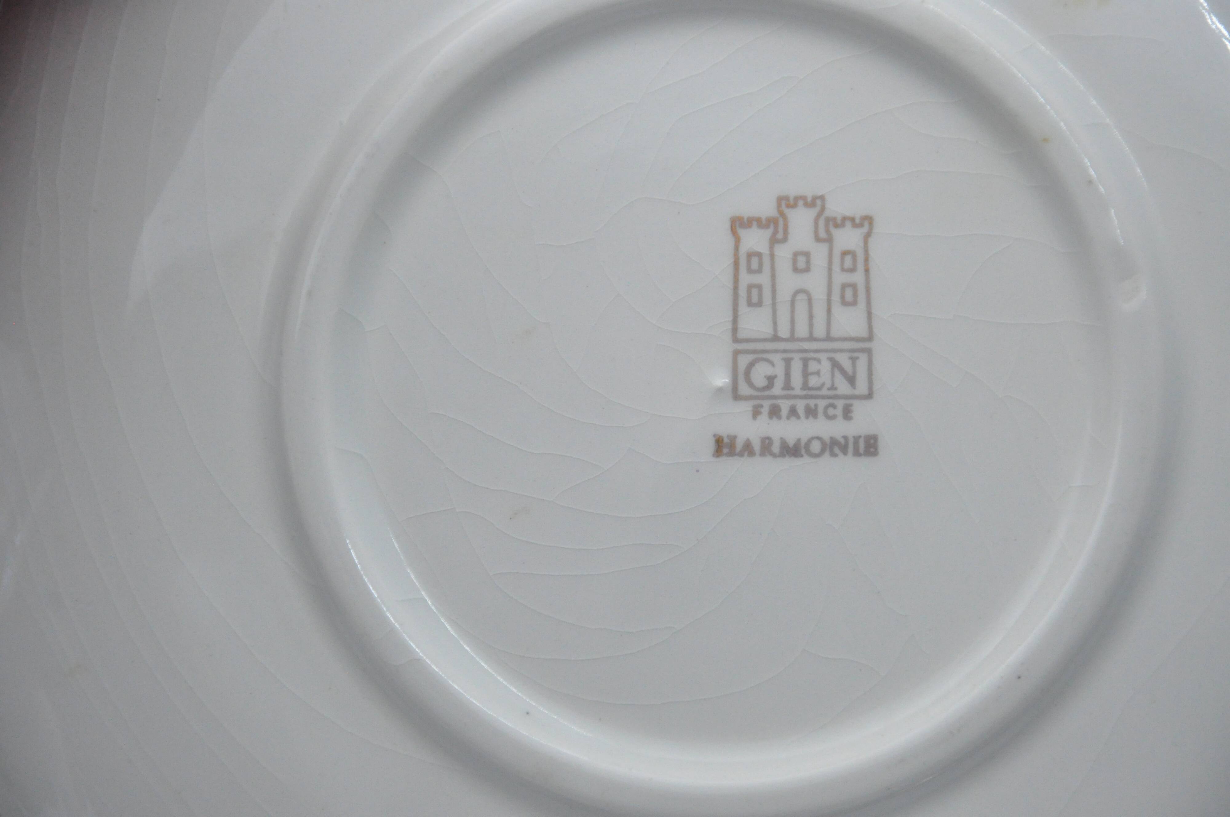 Old service 6 plates 2 cups GIEN model HARMONIS art table collection