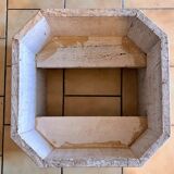 Travertine and brass coffee table