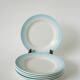 Set of 6 Tie & Dye Blue dessert plates, 1960