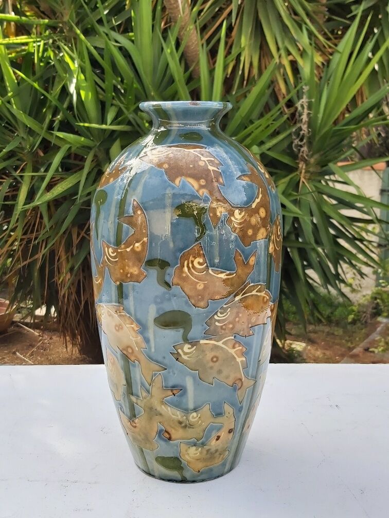 Vase Emile Simonod Savoie fish decorations